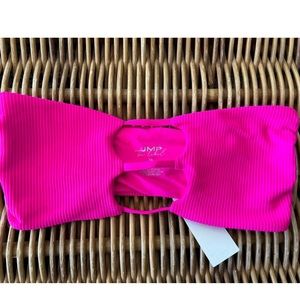 NWT JMP The Label Bikini Top Vegas Top Passion Neon Pink Textured, Sz XS